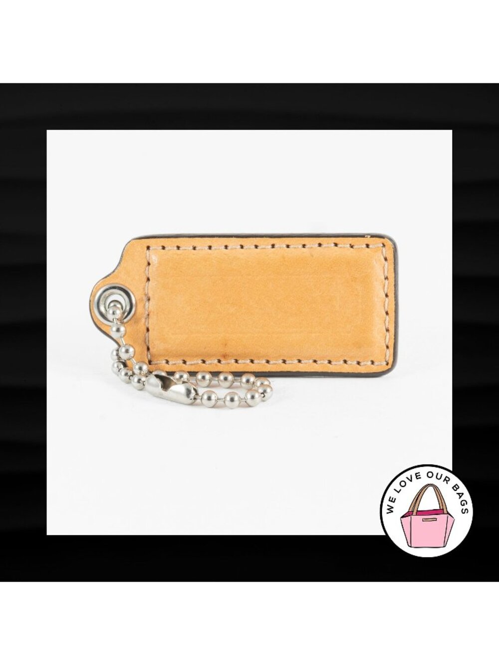 2.25" Medium COACH SADDLE BROWN LEATHER NICKEL FOB BAG CHARM KEYCHAIN HANG TAG